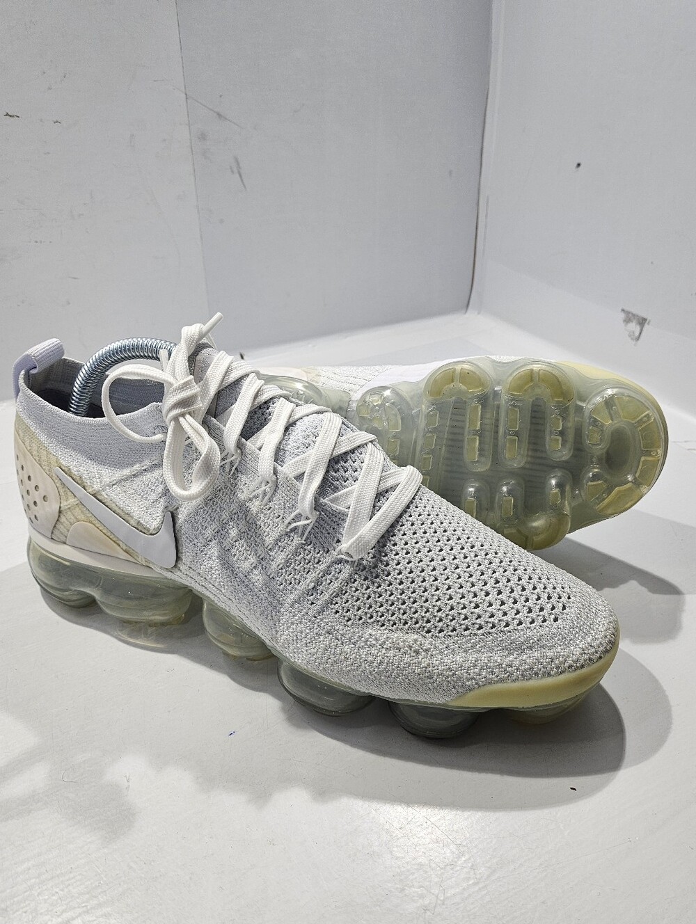 NIKE AIR VAPORMAX FLYKNIT 2 RUNNING SHOES WHITE VAST GREY WOMEN 9.5 942843 A11